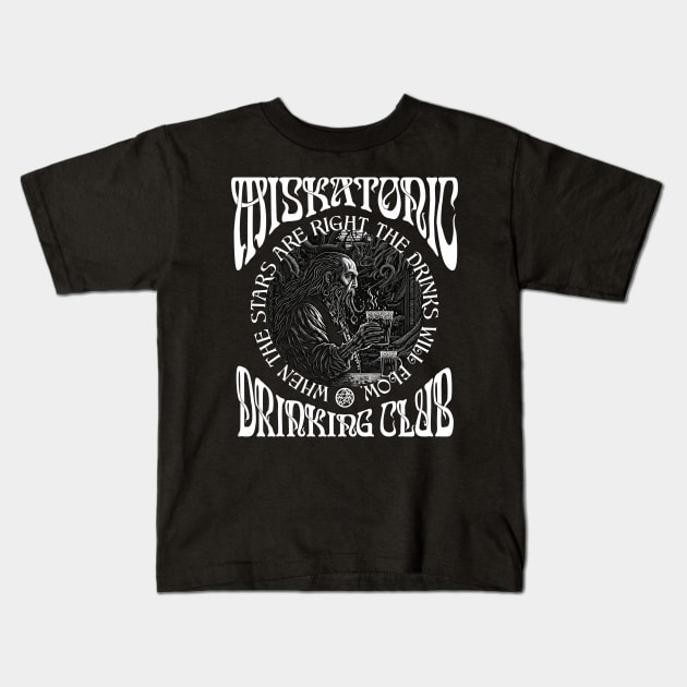 Miskatonic Drinking Club Kids T-Shirt by AltrusianGrace